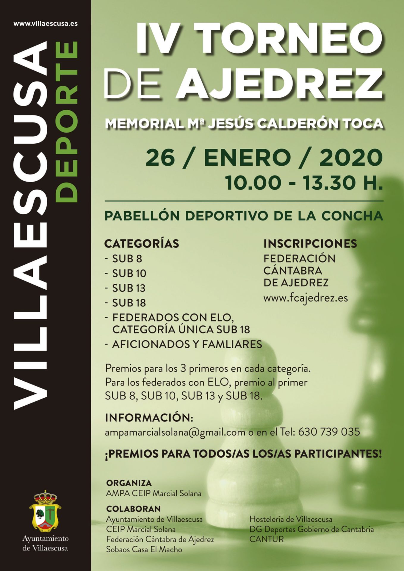 Cartel cuarto torneo de ajedrez de Villaescusa
