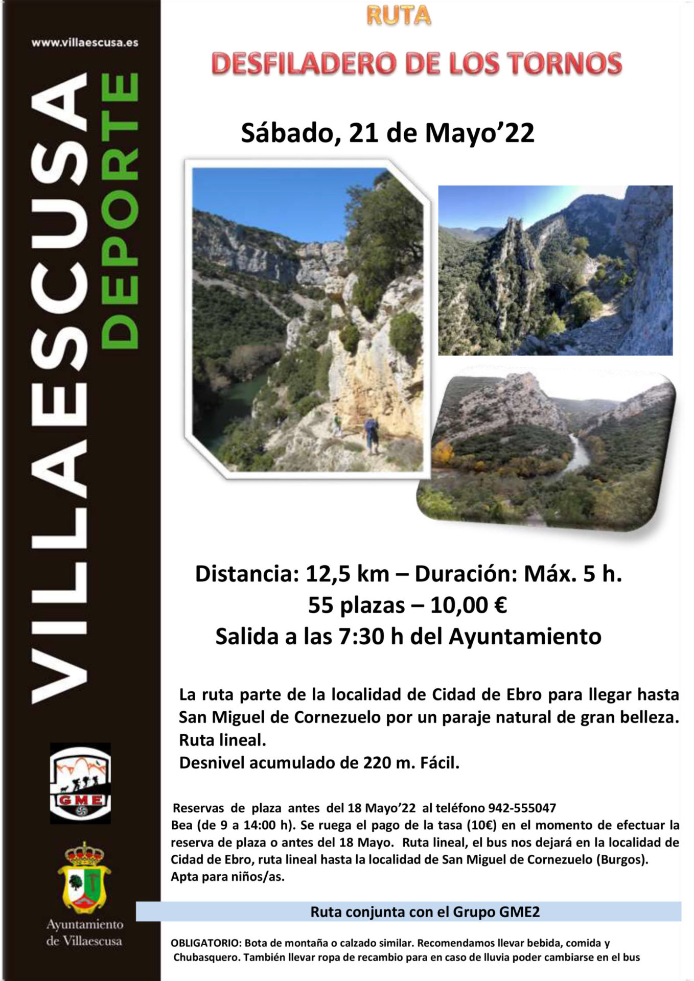 CARTEL RUTA EL DESFILADERO DE LOS TORNOS 21 MAYO 2022