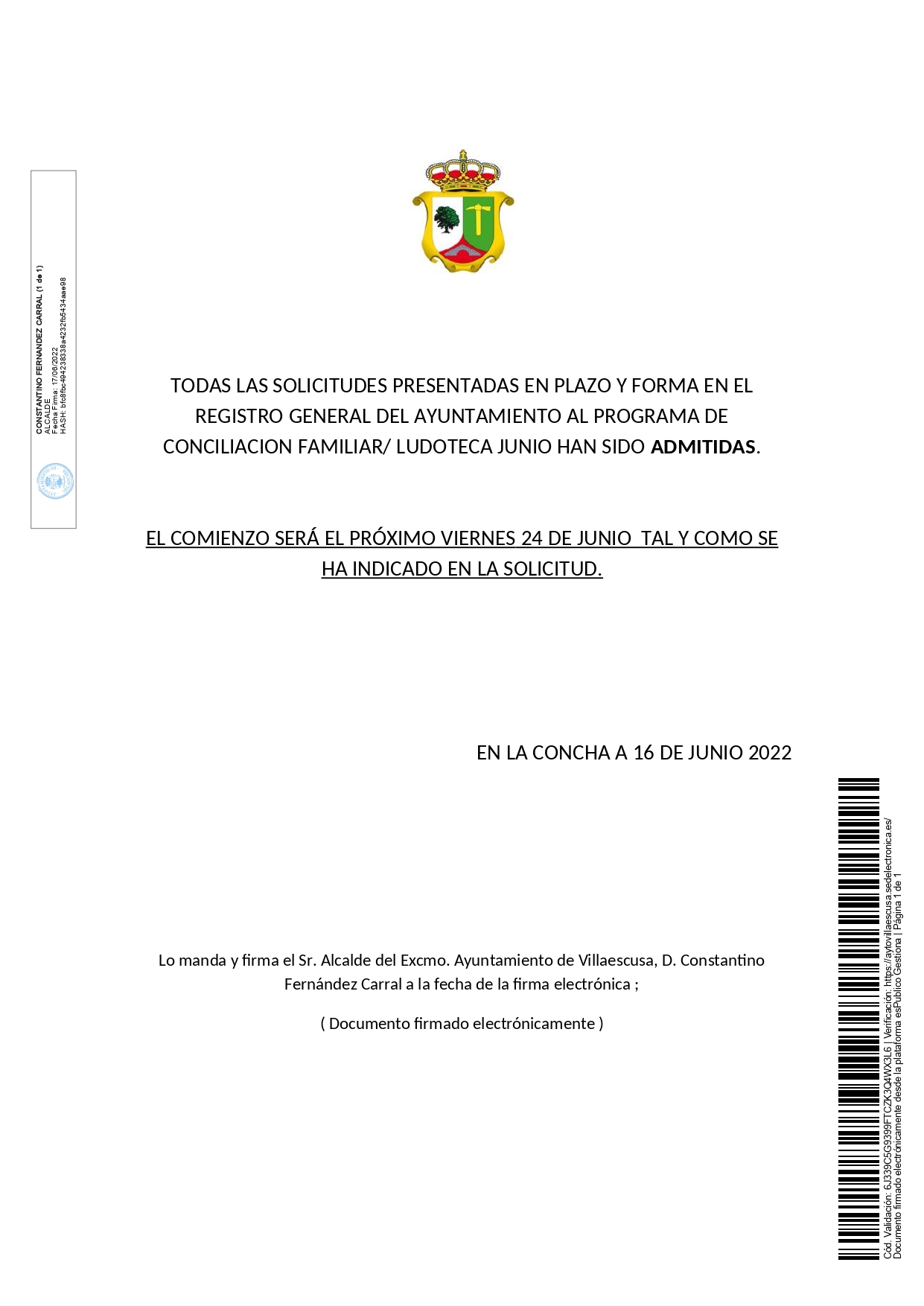 Comunicacion Cartel admitidos LUDOTECA JUNIO