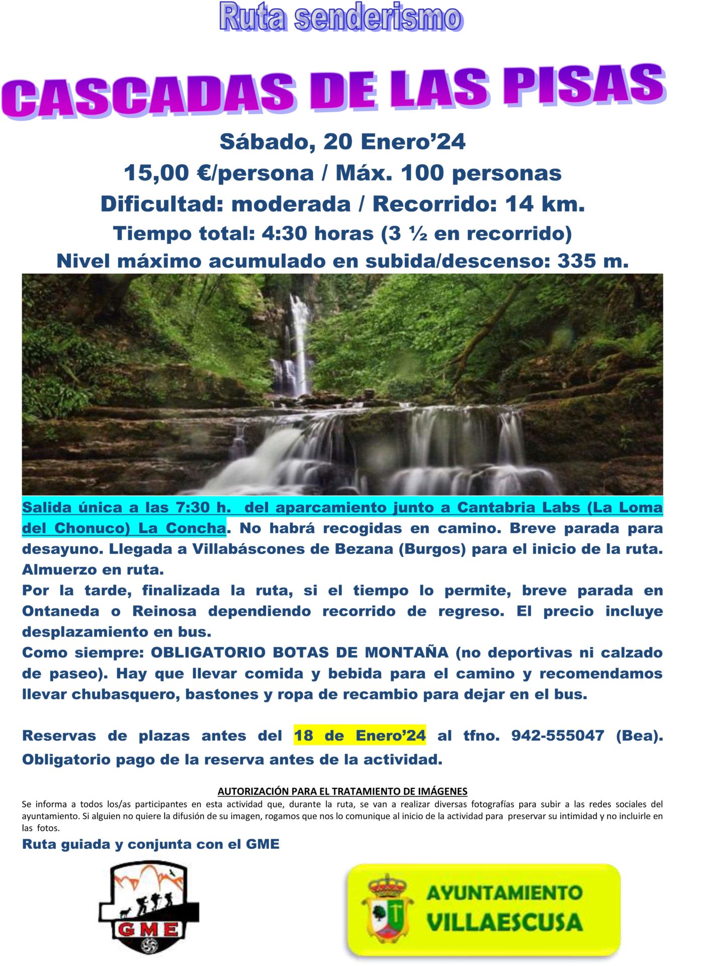 1 CARTEL RUTA SENDERISMO CASCADAS LAS PISAS 20 ENERO 2024