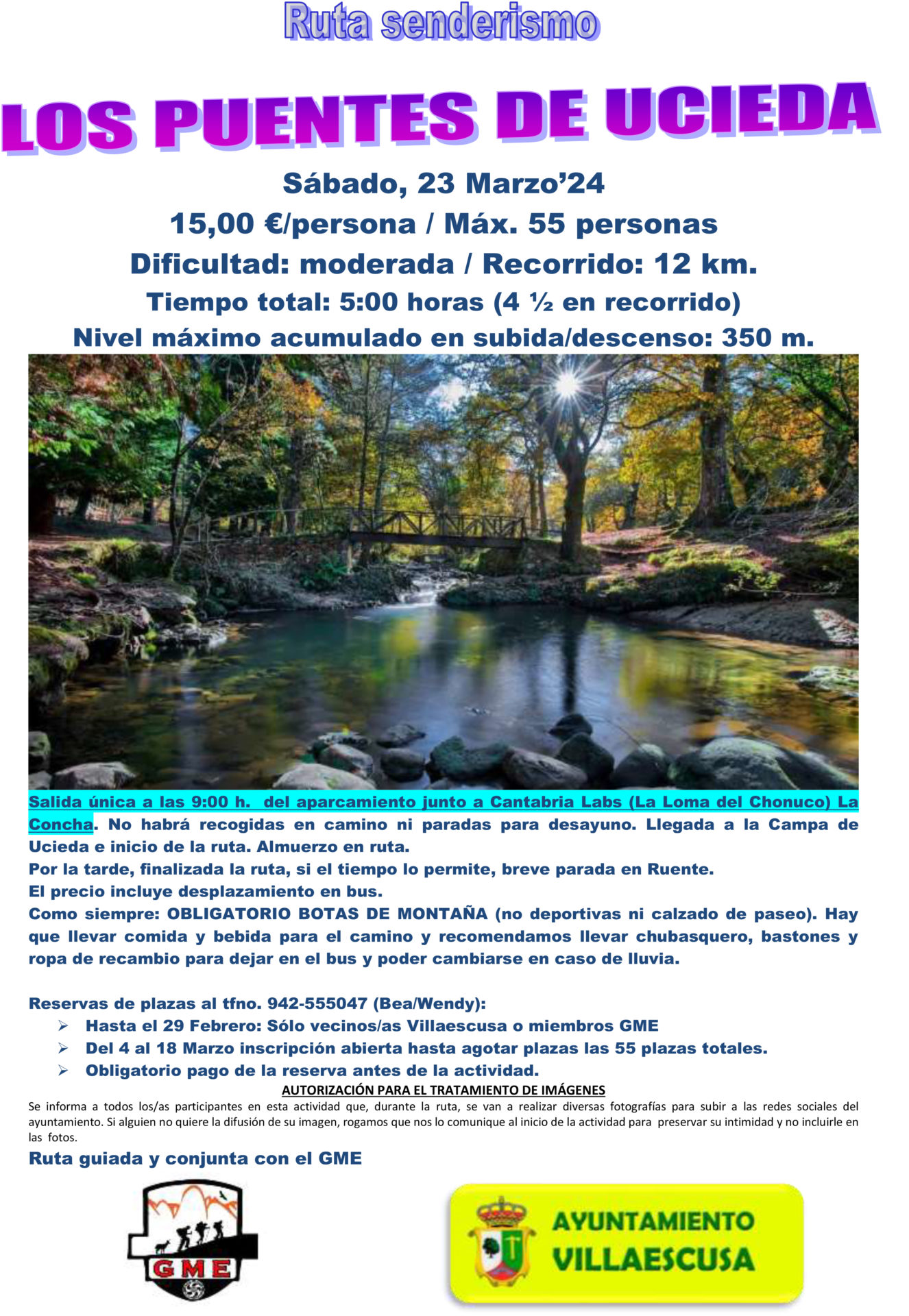 CARTEL RUTA SENDERISMO LOS PUENTES UCIEDA 20 MARZO 2024