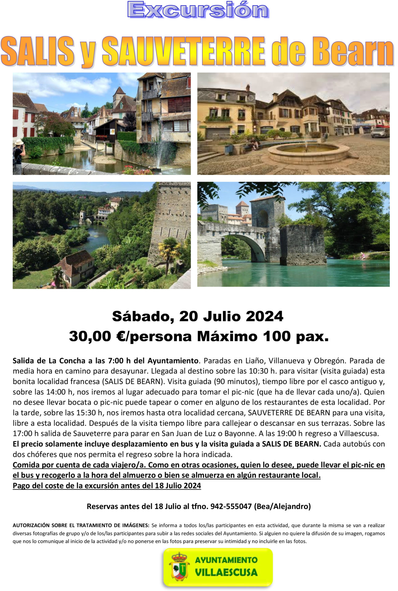 1 CARTEL EXCURSION SALIS y SAUVETERRE DE BEARN 20 JULIO 2024