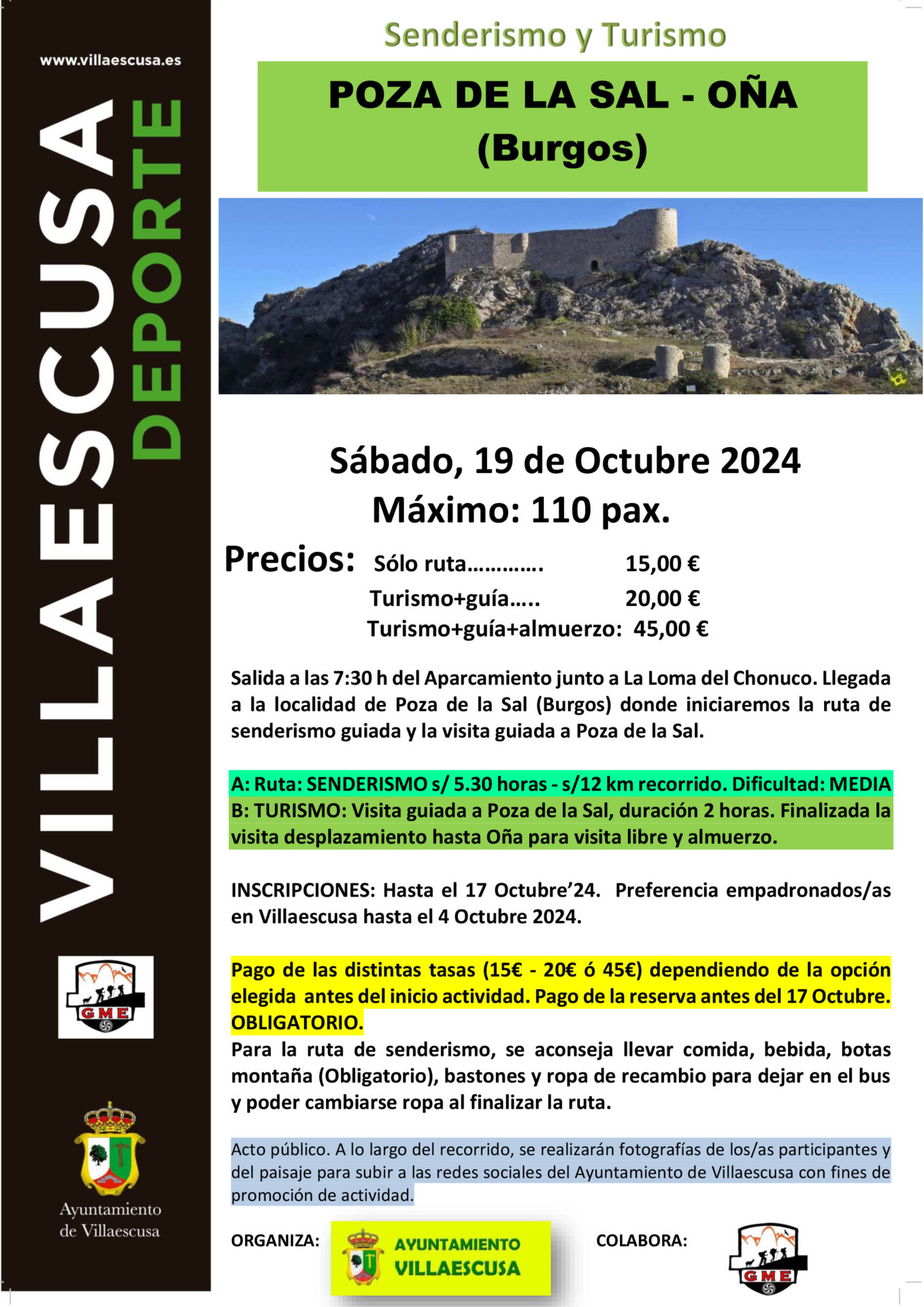 CARTEL RUTA POZA DE LA SAL OÑA 19 OCT 2024
