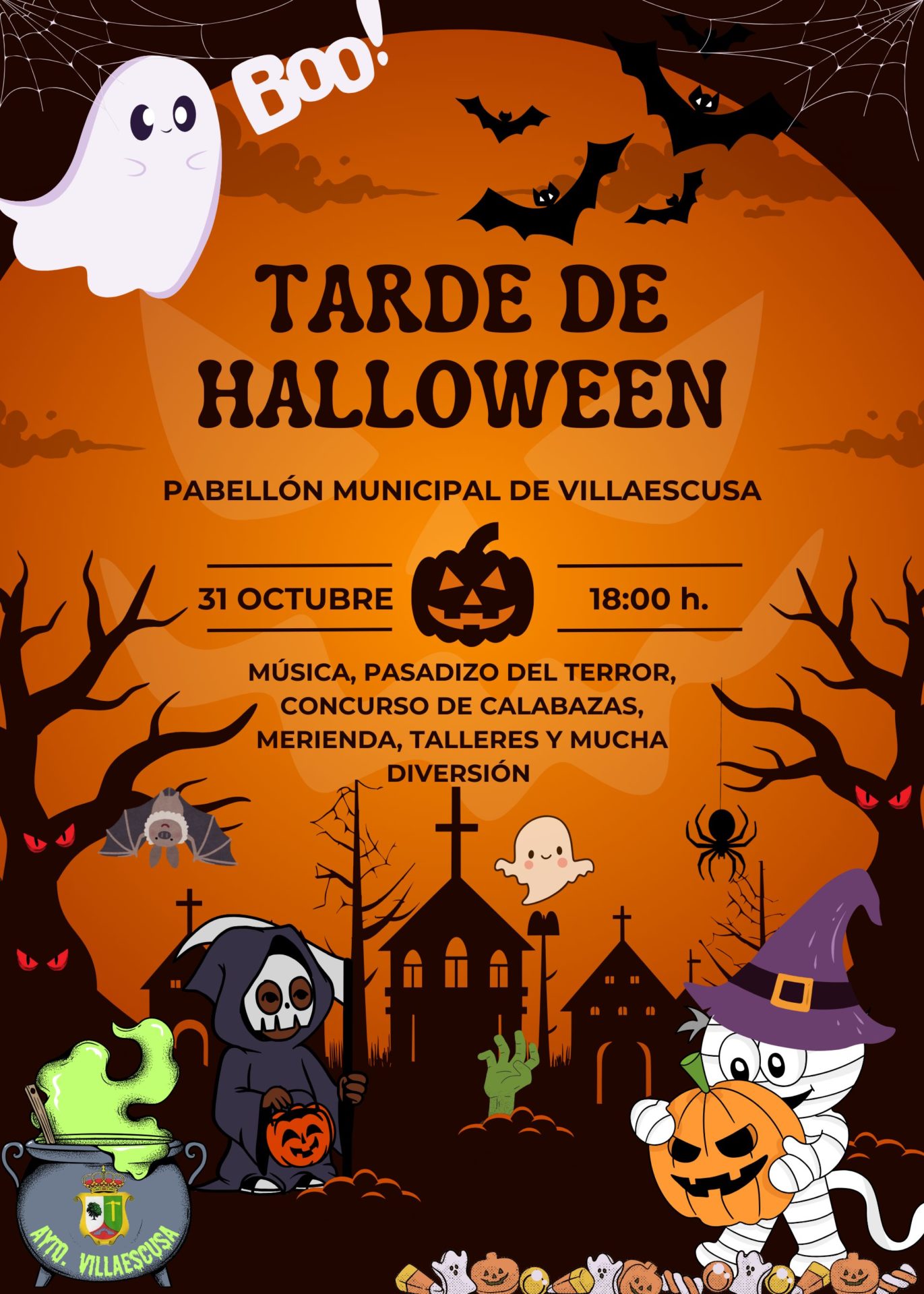 Orange And Black Simple Halloween Party Poster