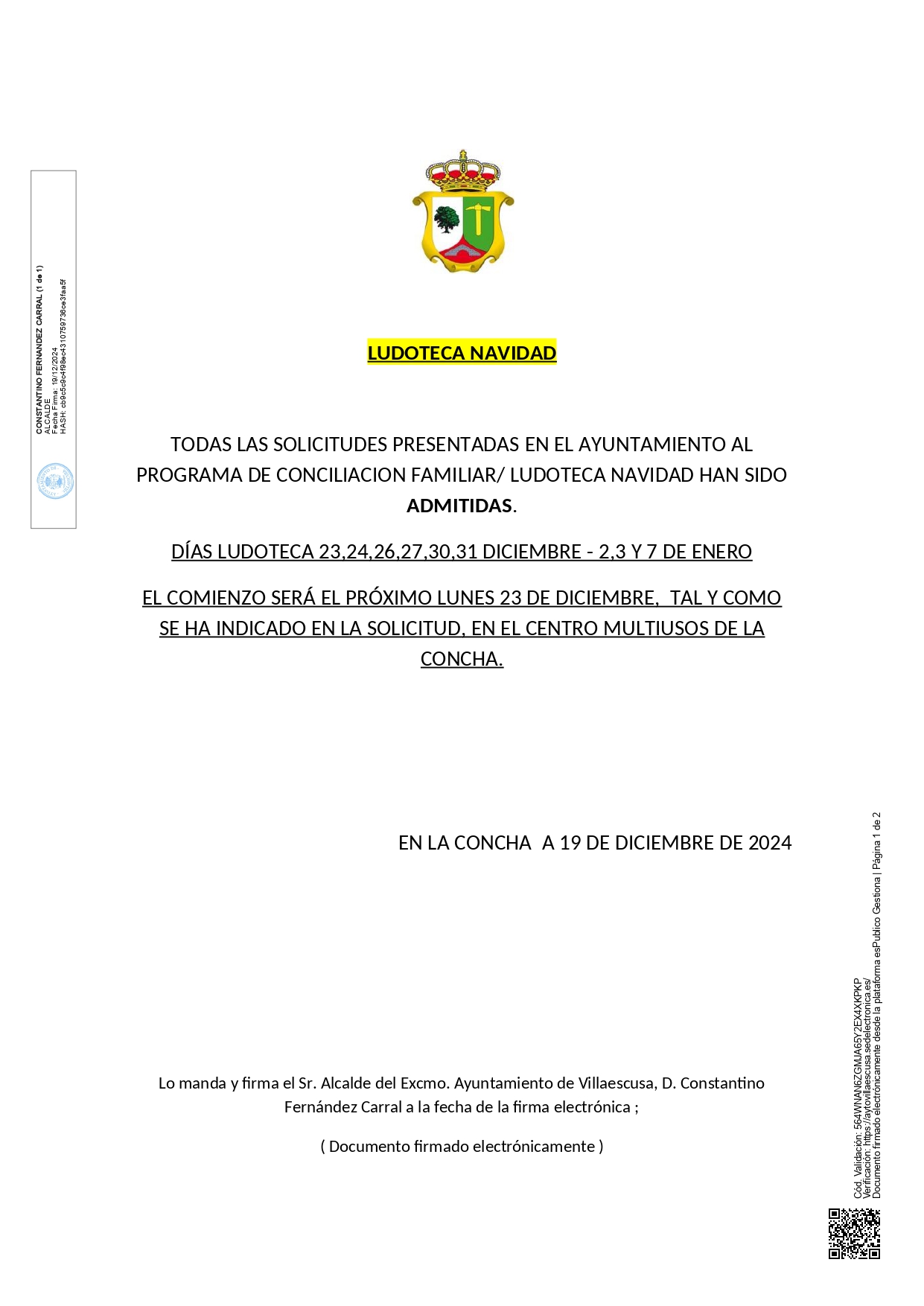 Cartel admitidos