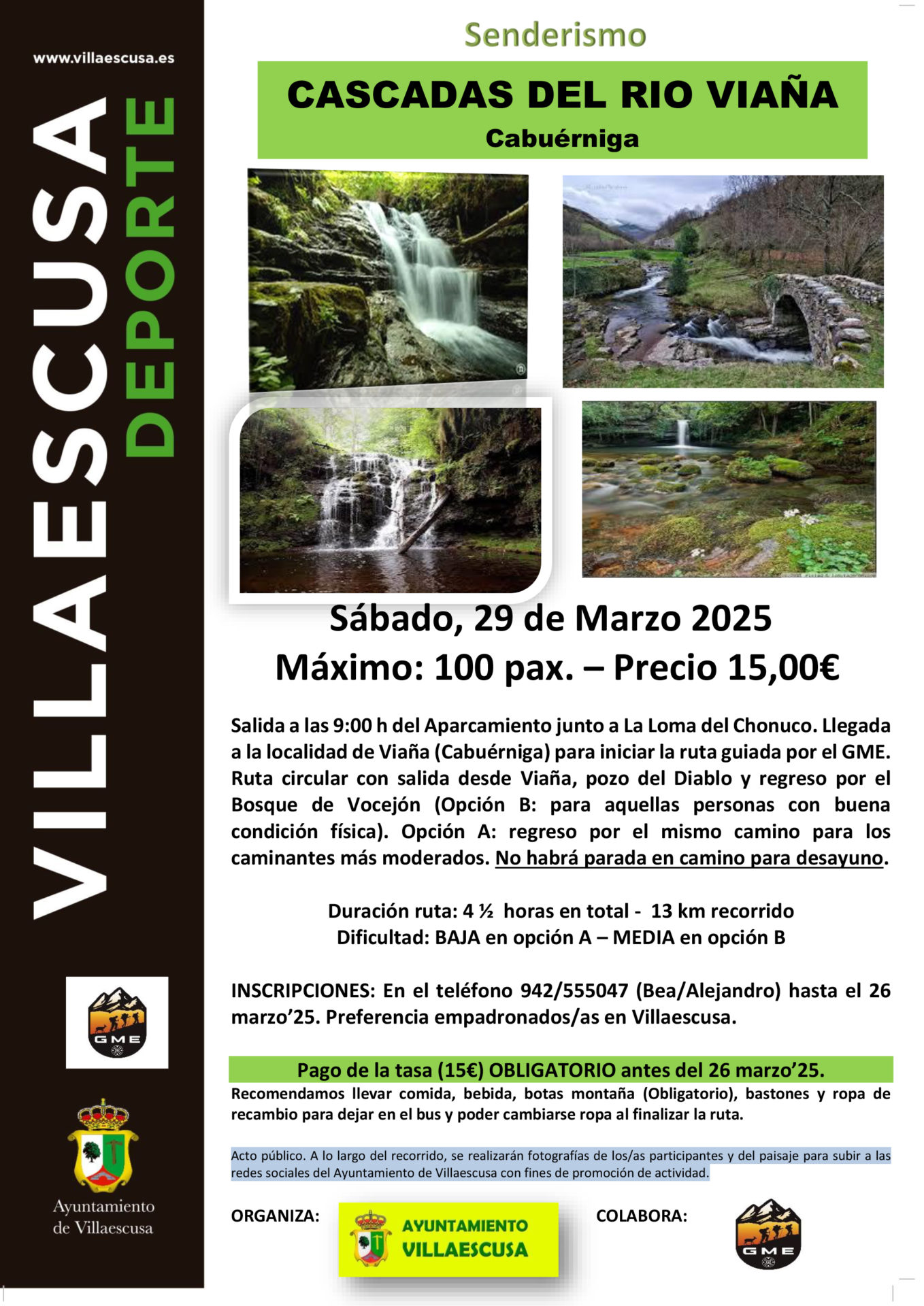 1 CARTEL RUTA CASCADAS DEL RIO VIAÑA 29 MARZO 2025